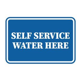Signs ByLITA Classic Framed Self Service Water Here Durable ABS Plastic | Laser Engraved | Easy Installation | Elegant Design Sign (Blue) - Medium