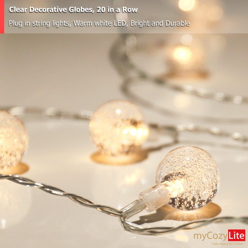myCozyLite LED String Lights Plug in, Globe String Lights Indoor