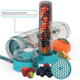 Infusion Pro Fruit Infusion Water Bottle, Sport (24 oz) - Includes Neoprene Insulation Sleeve, Carrying Strap and Locking Lid - Leak-Proof Design for Work, Travel and Gym - BPA-Free, Non-Toxic Plastic