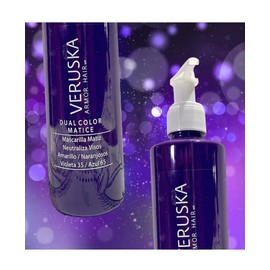 Dual Color Matice Mascarilla Verusk Capilar 250ml by Gaero – Matizador Profesional Azul y Violeta para Cabello Rubio y Platinado – Elimina Tonos Naran