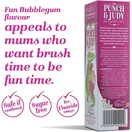 Punch & Judy Kids Toothpaste - Fun Bubblegum Flavour, 3+ Years, Fluoride, Sugar Free, 50ml (Pack of 1)