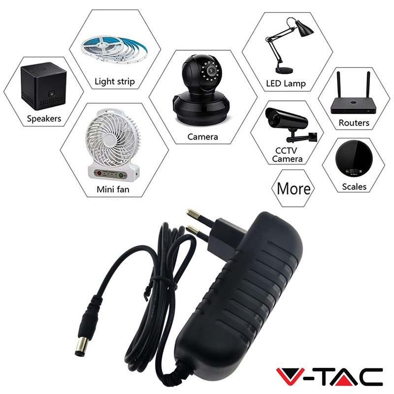 V-TAC Power Supply 12V 42W 3.5A with Jack 2.1 for