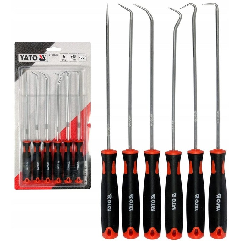 YATO YT-08428, Long Pick and Hook Set 6 Pcs 240mm