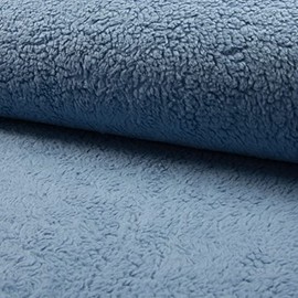 Cotton Teddy Sherpa Fleece Fabric Material - Dusty Blue, 1Mtr 150cmx100cm
