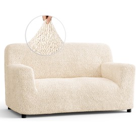 PAULATO BY GA.I.CO. Loveseat Slipcover - Oversized Chair Cover - Stretch Couch Cover - Cushion Love Seat Sofa Cover - 1-Piece Form Fit Washable Protector - Microfibra Collection - Cream