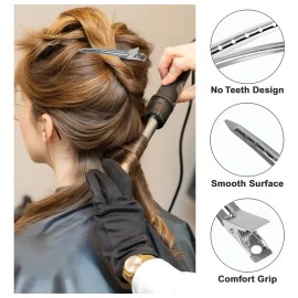 60pz Pinza Perforada Para Cabello Tipo Pico De Garza Acero