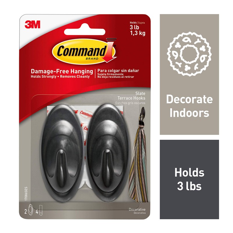 Command 17086S Medium Terrace Slate Hook
