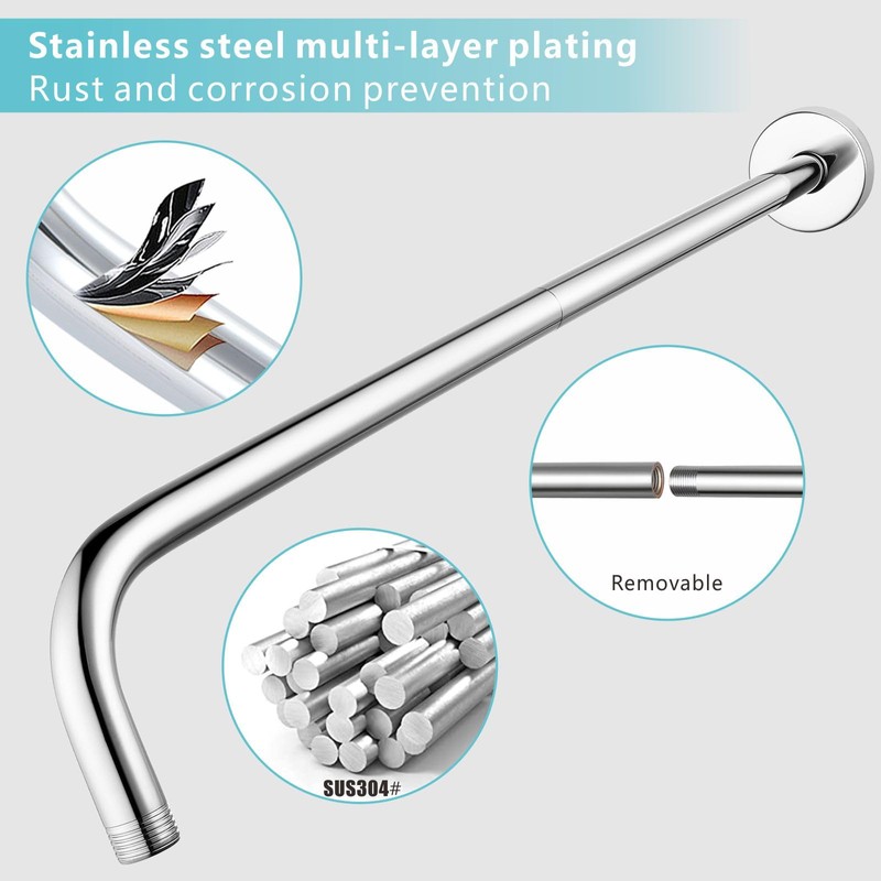 Nuodan Shower Arm with Flange, 24 Inches Wall Mount Replacement