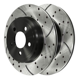 AutoShack Rear Drilled Slotted Brake Rotors Black Pair of 2 Driver and Passenger Side Replacement for 2005-08 Dodge Magnum 2006-14 Charger 2009-2014 Challenger 2005-2014 Chrysler 300 RWD AWD PR63026LR