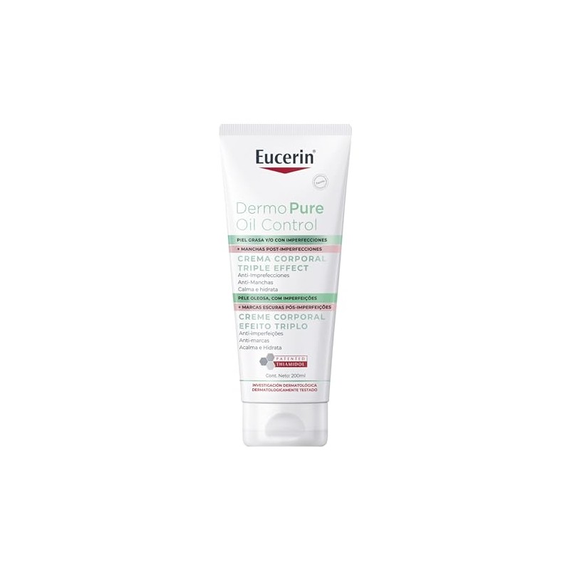 Eucerin DermoPure Triple Effect Crema Corporal (200ml) Anti-Imperfecciones, Anti-Manchas, Anti-Brillo,