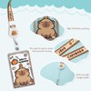 Capybara Orange Card Holder with Brown Edge Extendable Lanyard, Cute