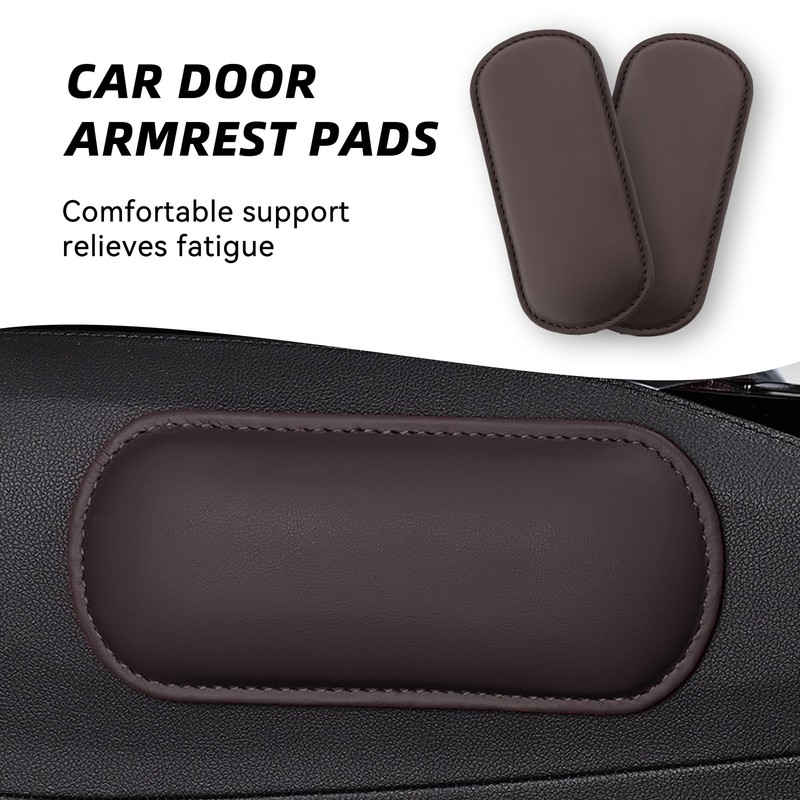 Tioollev 2PCS Car Door Armrest Pads,Soft Leather+Memory Foam Car Knee