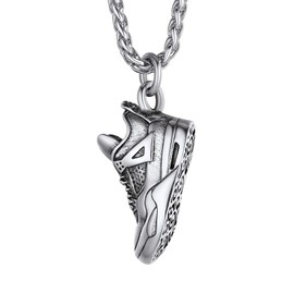 Richsteel Men's Stainless Steel Pendant Necklace, Various Designs (Sports Shoe, Boxing Gloves, Basketball, Football, Rugby Ball) Valentine's Day/Birthday Gift, Customisable