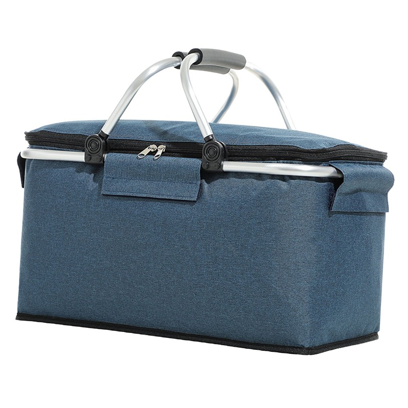 Picnic Bag Foldable Picnic Basket Insulated Comfortable Handle Ice Pockets
