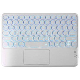 Samudgate Universal Slim Portable Keyboard Wireless Bluetooth Backlit Keyboard Rechargeable with Touchpad Compatible with Windows iOS Android Tablet Smartphone Laptop, White