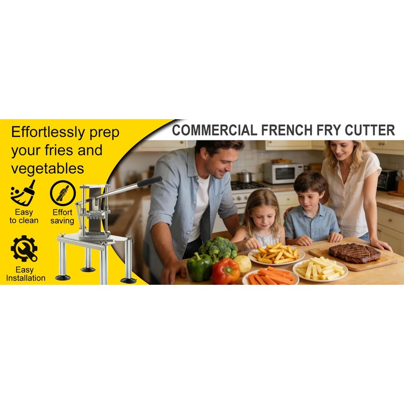 Commercial Fry Cutter, Stainless Steel Potato Slicer