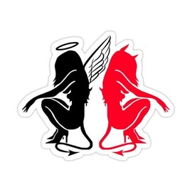 Angel, and Devil, Women_ Sticker | Vinyl | Decal for Car Bumper Sticker, Laptop Sticker, Waterbottle Sticker, Waterproof Sticker 5 Inch