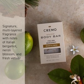 Cremo Cremo Exfoliating Body Bar for Men, Italian Bergamot Scent, Multi-Layered Fragrance That Buffs, Cleanses and Hydrates Skin, 5oz