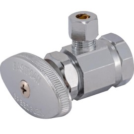 Eastman 1/4 Inch OD Compression x 1/2 Inch FIP Compression Multi-Turn Angle Stop Valve, Brass Plumbing Fitting, Chrome, 04129LF