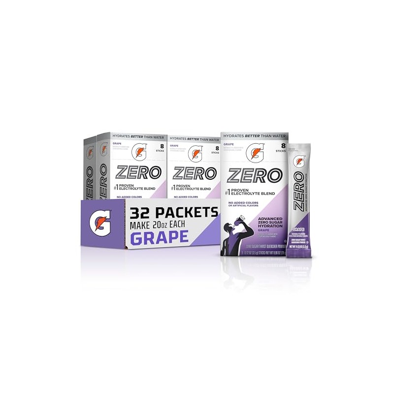 Gatorade Zero Sugar Powder Drink Mix - Grape Flavor (32