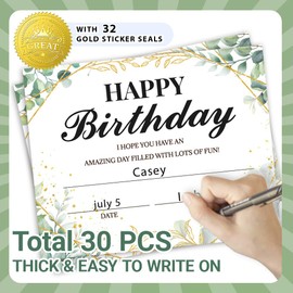 Doodlream 30 Pcs Happy Birthday Certificate Paper for Students with 32 Pcs Gold Foil Stickers, 20 x 25 cm Certificate Paper for Primary Schools Kindergarten Teacher Supplies