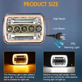 XRDHJI Pair H6054 5x7 7X6 LED Headlights Sealed High/Low Beam Compatible with Chevy Express Cargo Van 1500 2500 3500 (Bi-colour 7' square lamps)