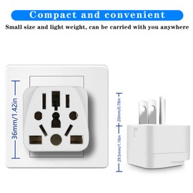 1 Pack US Travel Plug Adapter, UK to US Plug Adapter, EU/UK/NZ/AU/China to us Adapter Plug(Type B), Australia to USA Plug Adapter (White)