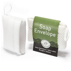 Soap Envelope 100% Recycled - Bar Soap Saver Pouch, Loofah Bag Lather + Deep Exfoliator, Mesh Soap Bag, Sock for Bar Soap, Deep Exfoliation Double-Sided Rougher Texture - 1 Pack