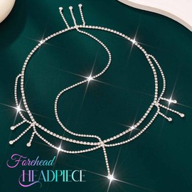 Catery Head Chain Jewelry Silver Boho Rhinestone Headpiece Bohemian Accessories for Women