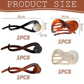 3 Pieces Of Twist Hair Clips And 2 Pieces Of 8-Shaped Hair Clips, Retro Hair Clips, Fashionable And Simple Hair Clips, Women'S Hair Accessories, Hair Styling Tools