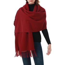MEANBEAUTY Women's Scarf Cashmere Feel Shawl Warm Winter Pashmina Wedding Party Wrap Two-Color Large Blanket Scarves (Dark Red)