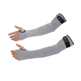 ReHaffe Cut Resistant Sleeves Level 5 Protection Arm Protectors,Adjustable fit Safety Arm Gurads 18 Inch Long with Thumb Hole,Stab Proof Gardening Sleeves for Men Women(Gray Color)