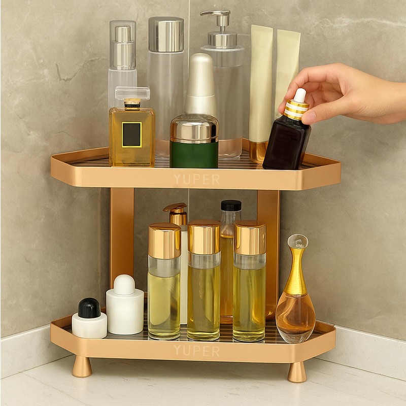 YUPER Bathroom Organizer Countertop, Triangle 2-Tier Bathroom Organizers and Storage,