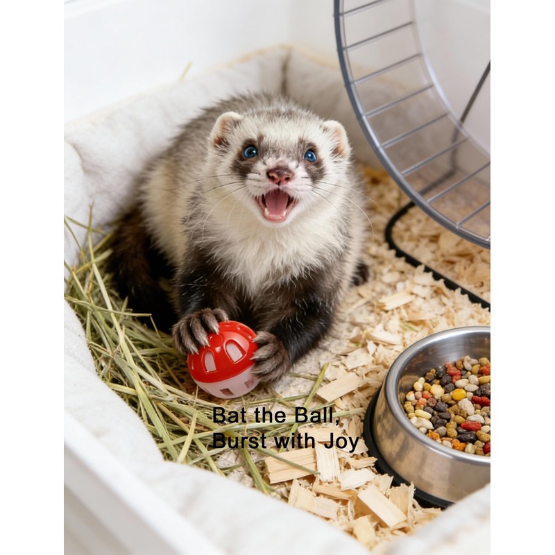 HEUHAI 10-Pack Ferret Jingle Bell Toy Balls, Non-Toxic PP, Hollow