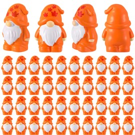 Yaomiao 50 Pcs Fall Mini Gnomes Figurine Resin Miniature Maple Leaf Gnomes Statues Table Decor for Harvest Fall Autumn Thanksgiving Day Tiny Indoor Outdoor Garden Plant Pots