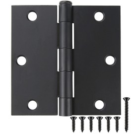 12 Pack 3 1/2 Inch Matte Black Door Hinges 3.5" Interior Square Iron Bifold Silver Standard Residential 3 ½"Satin Nickels Hinge for Doors Hardware Kit Tool Office Bedroom Study Living Room Decor