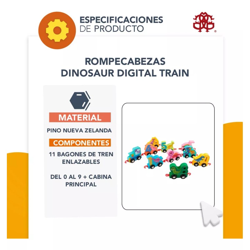 J.H. Company Tren Numeros Juguete Didactico Montessori Madera M-102