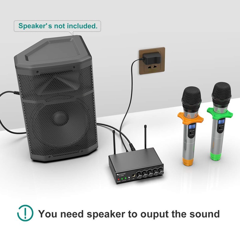 FIFINE UHF Dual Channel Wireless Handheld Microphone, Easy-to-use Karaoke Wireless