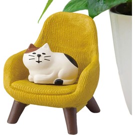 Jowxsx Animal Desk Decor with Sofa, Miniature Cat Figurines with Small Sofa, Craft Collectible Figurines for Home Decor Accents, Kitten Miniature Desk Decor Accessories