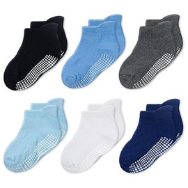 CozyWay Toddler Boy Socks, Soft, Breathable Comfortable Baby Socks With Grippers in Assorted Colors, Ideal for 1T-3T, Boys 6Pk, Fun Baby Non-Slip Socks, Cute Baby Boy Socks for Every Outfit