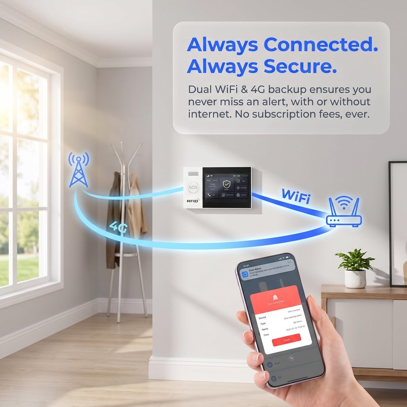 WiFi Wireless Alarm System for Home Security - 24/7 Protection