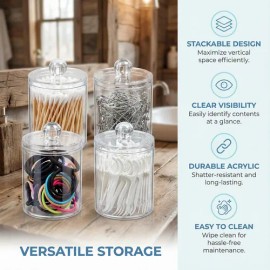 4pz Organizadores Maquillaje Baño, Dispensador Bastoncillos                                                                                           