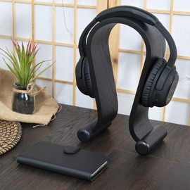 kalibri Wooden Omega Headphone Stand - Universal Headset Wood Hanger - Holder for Gaming Headsets DJ Studio Headphones & Earphone Display - Oak