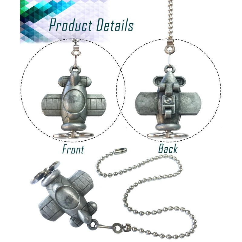 OMYZERO 12 inch Ceiling Fan Pull Chain Airplane Charm Pendant