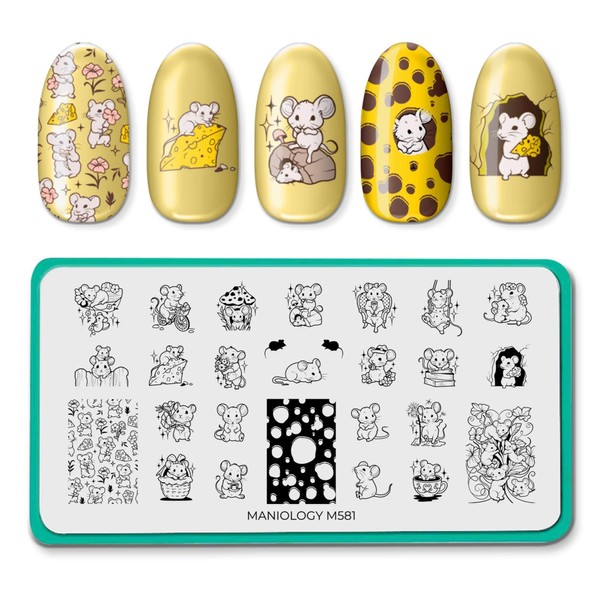 Maniology Tiny Whiskers Nail Stamping Plate, Adorable Mouse Stamp Plates,