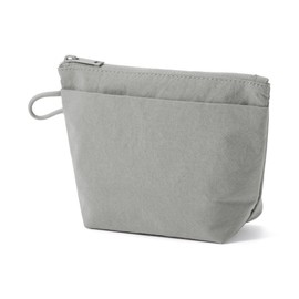 MUJI 84475658 Wrinkle Nylon Pouch with Gusset, Gray, S, Approx. 6.5 x 4.3 x 2.4 inches (16.5 x 11 x 6 cm)