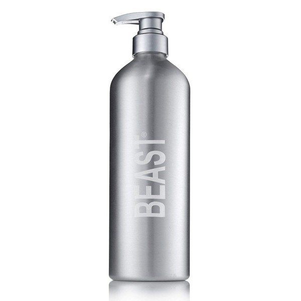 Beast Bottle - Reusable 1-Liter Eco-Friendly Shower Bottle Made From Durable Recycled Aluminum - Refillable with Tame The Beast Shampoo Conditioner Body Wash Liquid Soap Shaving Cream