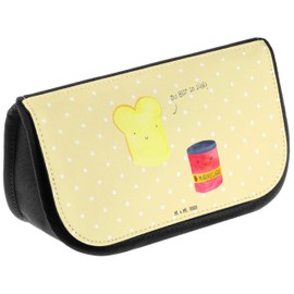 Mr. & Mrs. Panda Toast & Jam Cosmetic Bag, Gift, Breakfast Invitation, Makeup Bag, Toast Bread, Animal Motifs, Cosmetic Bag, yellow, Hand Drawn