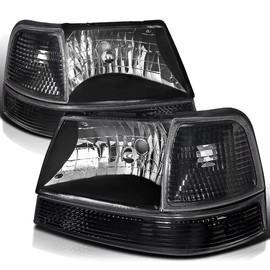 SPEC-D TUNING Black Headlights + Corner Lights Compatible with 1998-2000 Ford Ranger, L+R Pair Assembly