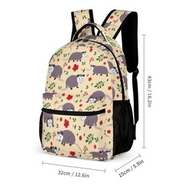 Opossum Backpack with Lunch Box & Pencil Case for Kids Girls Boys School, 16 Inch Cute Opossums Bookbag, School Backpack for Students Children, Lightweight, Large Capacity